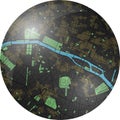 Paris vector map with dark colors. Royalty Free Stock Photo