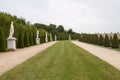 Part of beautiful garden of Versailles palace with statues and f Royalty Free Stock Photo