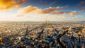 Paris view from above during blue hour in the evening from Montparnasse Tower Royalty Free Stock Photo