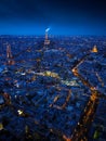 Paris view from above during blue hour in the evening from Montparnasse Tower Royalty Free Stock Photo