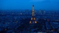 Paris view from above during blue hour in the evening from Montparnasse Tower Royalty Free Stock Photo