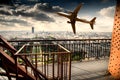 Paris view from the Eiffel Tower with airplane Royalty Free Stock Photo