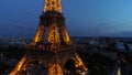 paris view eiffel tower night Royalty Free Stock Photo