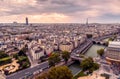 Paris view from Notre Dame top at sunset, France Royalty Free Stock Photo