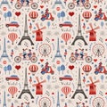 Paris Vintage Pattern with France Symbols