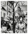 Paris, woman walking in Montmartre