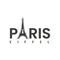 Paris word sign logo on letter A. Eiffel tower design template, symbol, icon