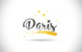 Paris Word Vector Text with Golden Stars Trail and Handwritten C