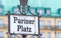 Pariser Platz street sign in Berlin, Germany Royalty Free Stock Photo