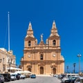 The Parish Church of the Nativity of the Virgin Mary, a Roman Catholic parish church in Mellieha, Malta Royalty Free Stock Photo