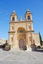 Parish church of our lady of pompei in Marsaxlokk, Malta - vertical Royalty Free Stock Photo