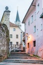 Parish Church of St. Cantianus and the town center of Kranj Royalty Free Stock Photo