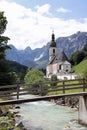 Parish Church of St. Sebastian in Ramsau. National Park Berchtesgadener Land. Upper Bavaria. Germany Royalty Free Stock Photo
