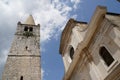 Parish church of Visitation of Blessed Virgin Mary to St Elizabeth and tower bell in Istrian town Bale Royalty Free Stock Photo