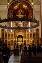 Parishioners at St. Mark's Church Orthodox church located in the Tasmajdan Park. People came to pray at the temple