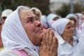 Parishioners Ukrainian Orthodox Church Moscow Patriarchate during religious procession. Kiev, Ukraine Royalty Free Stock Photo