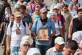 Parishioners Ukrainian Orthodox Church Moscow Patriarchate during religious procession. Kiev, Ukraine Royalty Free Stock Photo