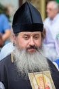 Parishioners Ukrainian Orthodox Church Moscow Patriarchate during religious procession. Kiev, Ukraine Royalty Free Stock Photo