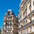 Parisian buildings on Square des Batignolles with typical architecture design