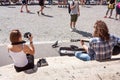 The Parisian citylandscape - street musician with guitar in Montmartre