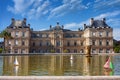 The Parisian citylandscape - view of the Pool with floating toy sailboats in front of the south facade Palais de Luxembourg