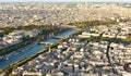 Parisian cityscape at sunset from Tour Eiffel. Paris France. Royalty Free Stock Photo