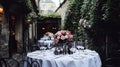 Parisian courtyard romantic dinner setting Royalty Free Stock Photo