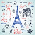 Parisian Eiffel tower and other vector symbols