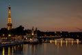 Parisian night on the banks of the Seine river