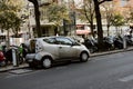 Parisian owner recharges batteries of your electric car at charging station