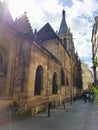 Parisian street with church Royalty Free Stock Photo