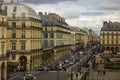 Parisian street on a cloudy day