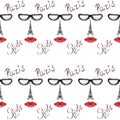 Parisian style seamless pattern drawn by hand with colored pencils