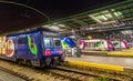 Parisian suburban trains Transilien at Paris-Est station. This network transports around 3 million passengers per day Royalty Free Stock Photo