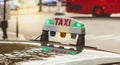 Parisian taxi panel waiting in the traffic Royalty Free Stock Photo