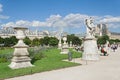 Parisians and tourists in Tuileries garden (Jardin des Tuileries) Royalty Free Stock Photo