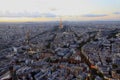 Parisien architecture and Eiffel tower at evening, Paris, France