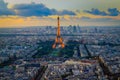 Parisien architecture and Eiffel tower at evening, Paris, France