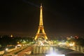 Parisien architecture and Eiffel tower at evening, Paris, France