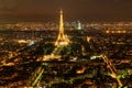 Parisien architecture and Eiffel tower at evening, Paris, France