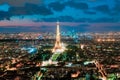 Parisien architecture and Eiffel tower at evening, Paris, France