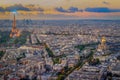 Parisien architecture and Eiffel tower at evening, Paris, France