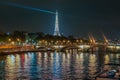 Parisien architecture and Eiffel tower at evening, Paris, France