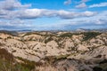 The park of the Aliano gullies, mountains of clay that surround the landscape of the Aliano valleys Royalty Free Stock Photo