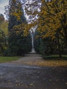 Park alley in autumn colors