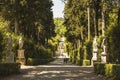 Park alley with statues in the Boboli gardens. Florence