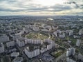 Park of the 850 anniversary of Moscow, Russia, left coast of the Moskva River, aerial view drone Royalty Free Stock Photo