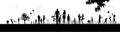 Families silhouettes in picnic area. Vector illustration Royalty Free Stock Photo