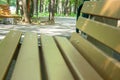 Park bench close-up. Royalty Free Stock Photo