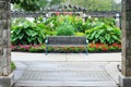 Park Bench, Flower Garden, Eichelman Park, Kenosha, Wisconsin Royalty Free Stock Photo